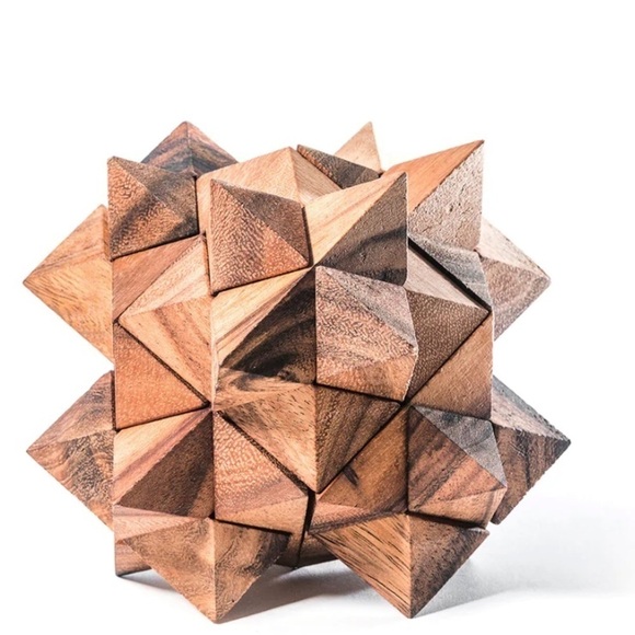 24 Piece Wood Star Puzzle Brain Teaser 6x6x6” - Picture 1 of 7
